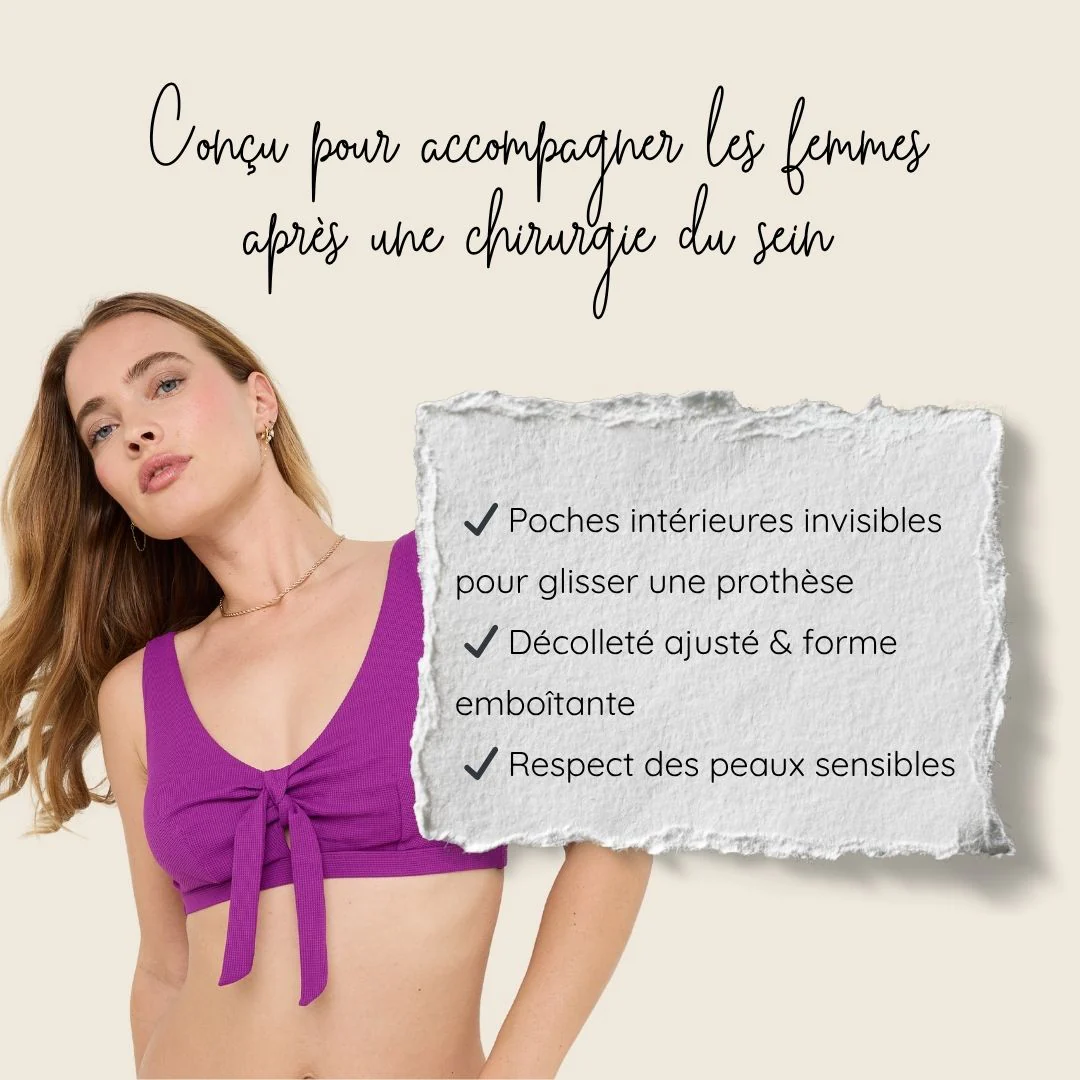 Haut de maillot de bain post-opératoire violet Malou - Image 3