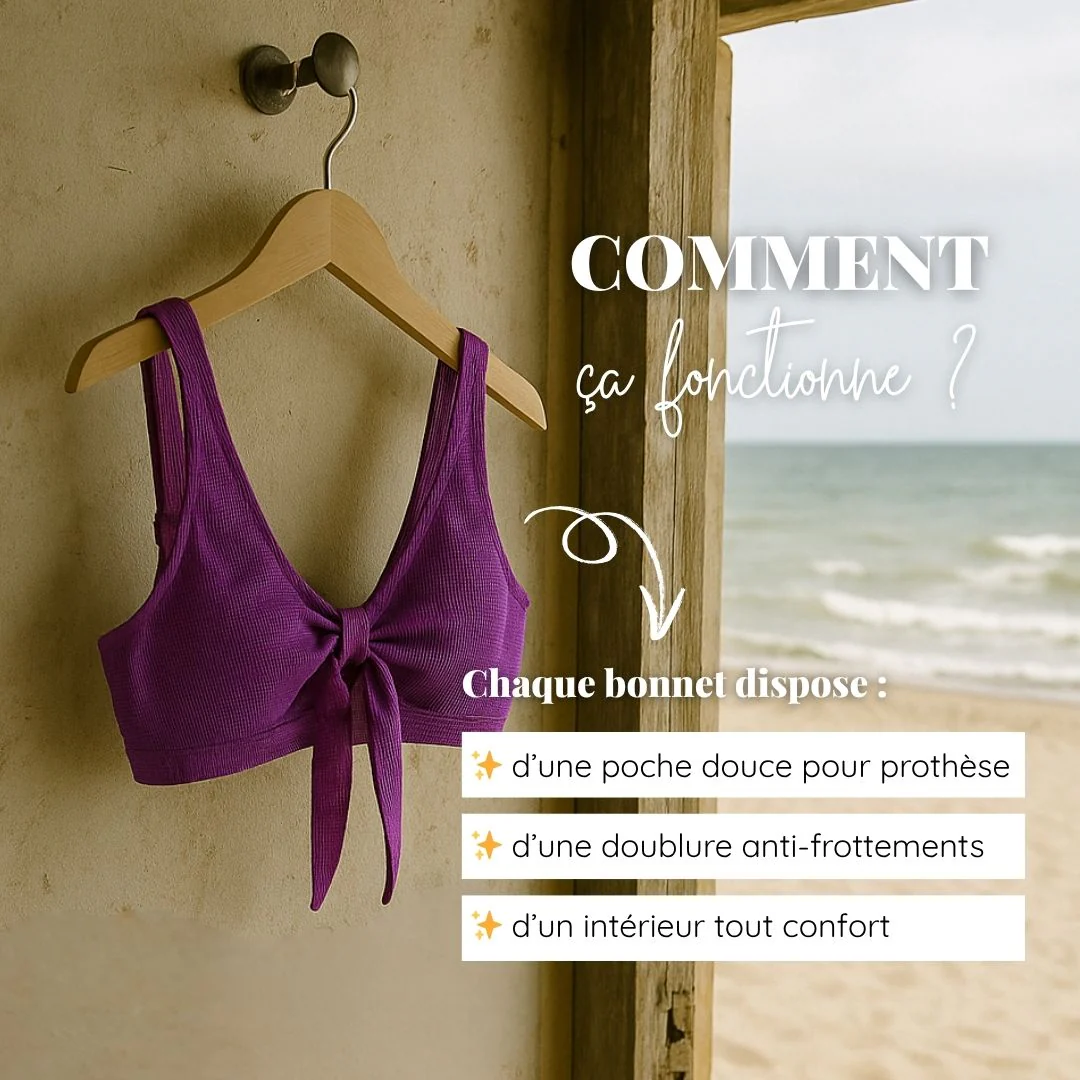 Haut de maillot de bain post-opératoire violet Malou - Image 4