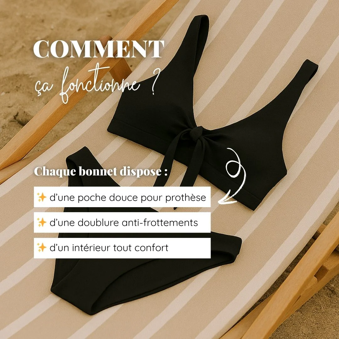 Haut de maillot de bain post-opératoire noir Malou - Image 4