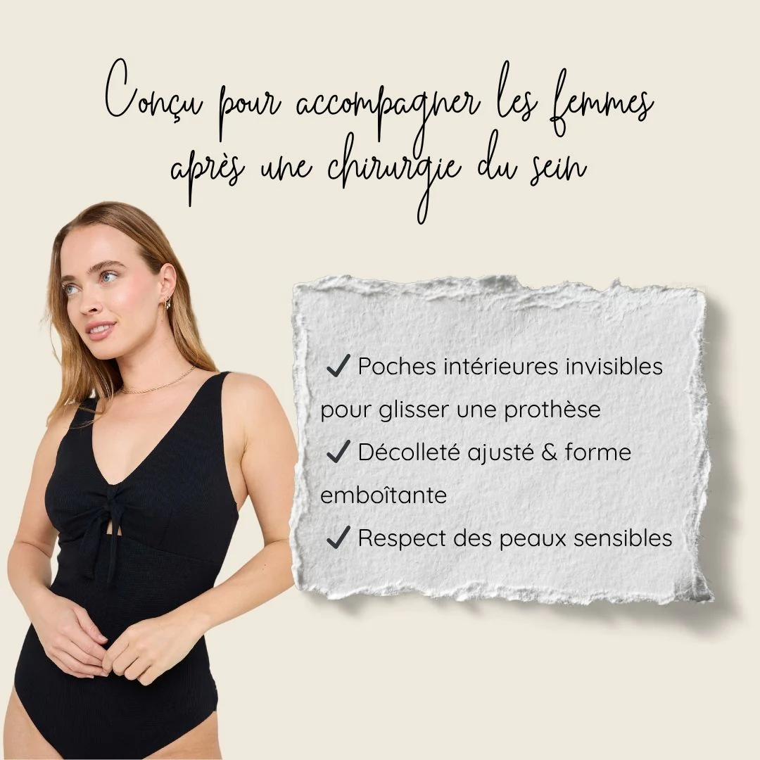 Maillot de bain 1 pièce post-opératoire noir Malou - Image 3